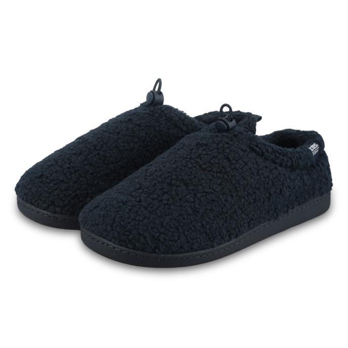 Isotoner® Mens Borg Full Back Slipper With Pull Toggle Navy Extra Image 1